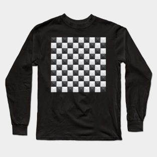 Black and White Checkered Squares Long Sleeve T-Shirt